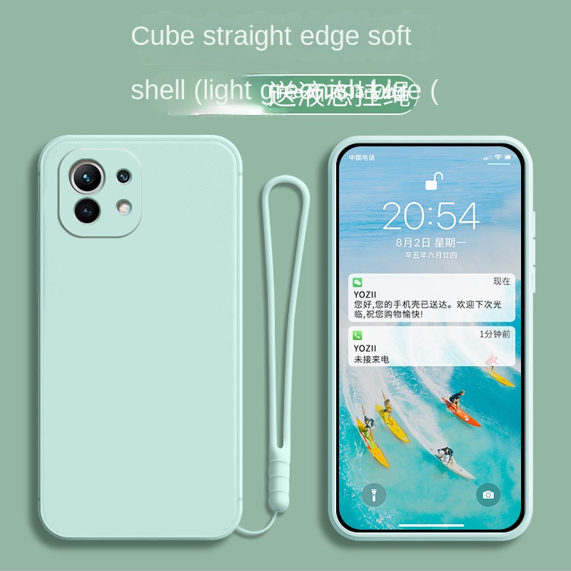 Ốp Điện Thoại TPU Cao Su Silicon Nhám Cạnh Vuông Kèm Dây Đeo Cho Xiaomi 11 Lite NE 5G 11T Pro mi 10T Pro