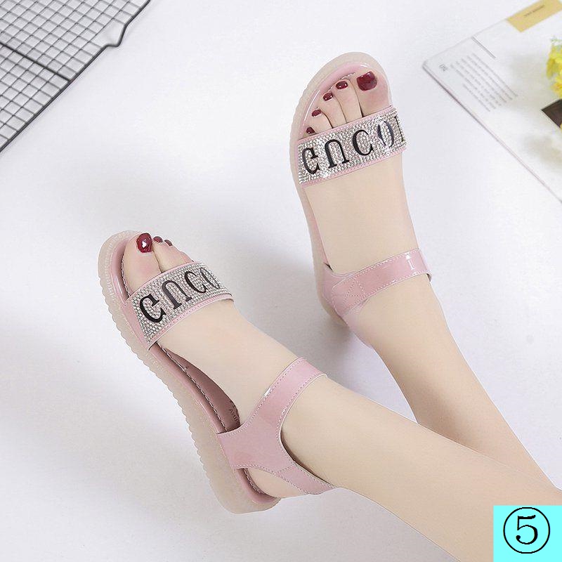 Giày Sandal Mùa Hè 2022 Quai Dán Đính Đá Cho Nữ Sinh Trung Học