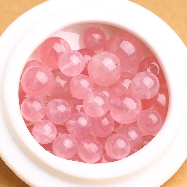 Hạt tròn Rose Quart làm vòng handmade - MH562