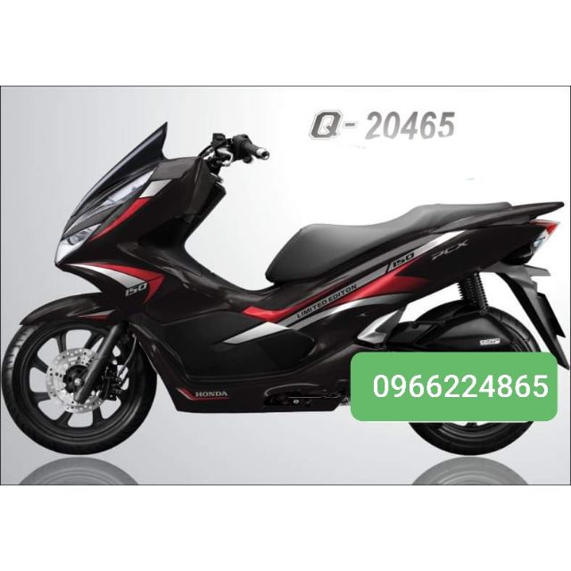 Tem pcx tem rời bản ba lớp mầu xám đỏ dán cho xe pcx