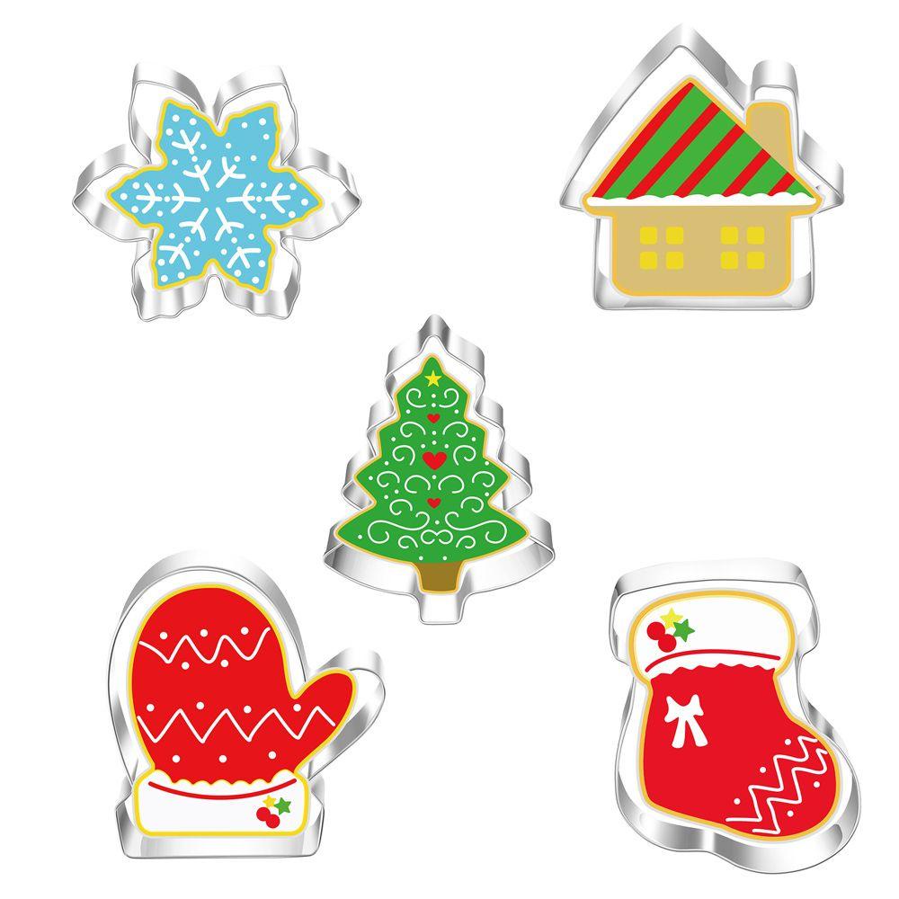 CONOPERY Bộ 5 Khuôn Cắt Bánh Quy Hình Ông Già Noel / Bánh Gừng / Bông Tuyết