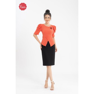 Áo kiểu nữ áo công sở chất đũi mềm mịn co giãn Áo dáng peplum siêu hách dáng thương hiệu Fam