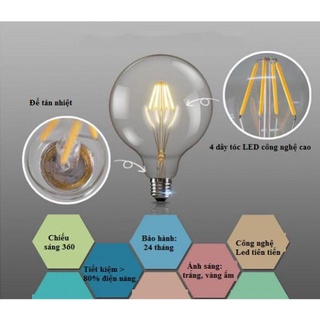 Bóng đèn Led Edison G95 8W đui E27
