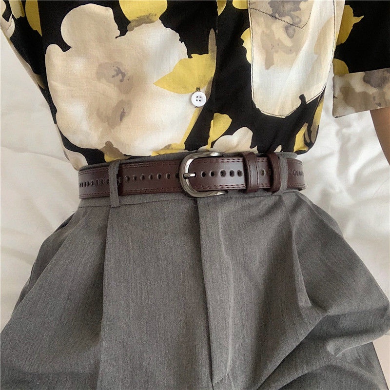 ❀✇Thắt Lưng Đục Lỗ Đơn Giản Dễ Phối Đồ Phong Cách Hàn Quốc Thời Trang Cho Nữ