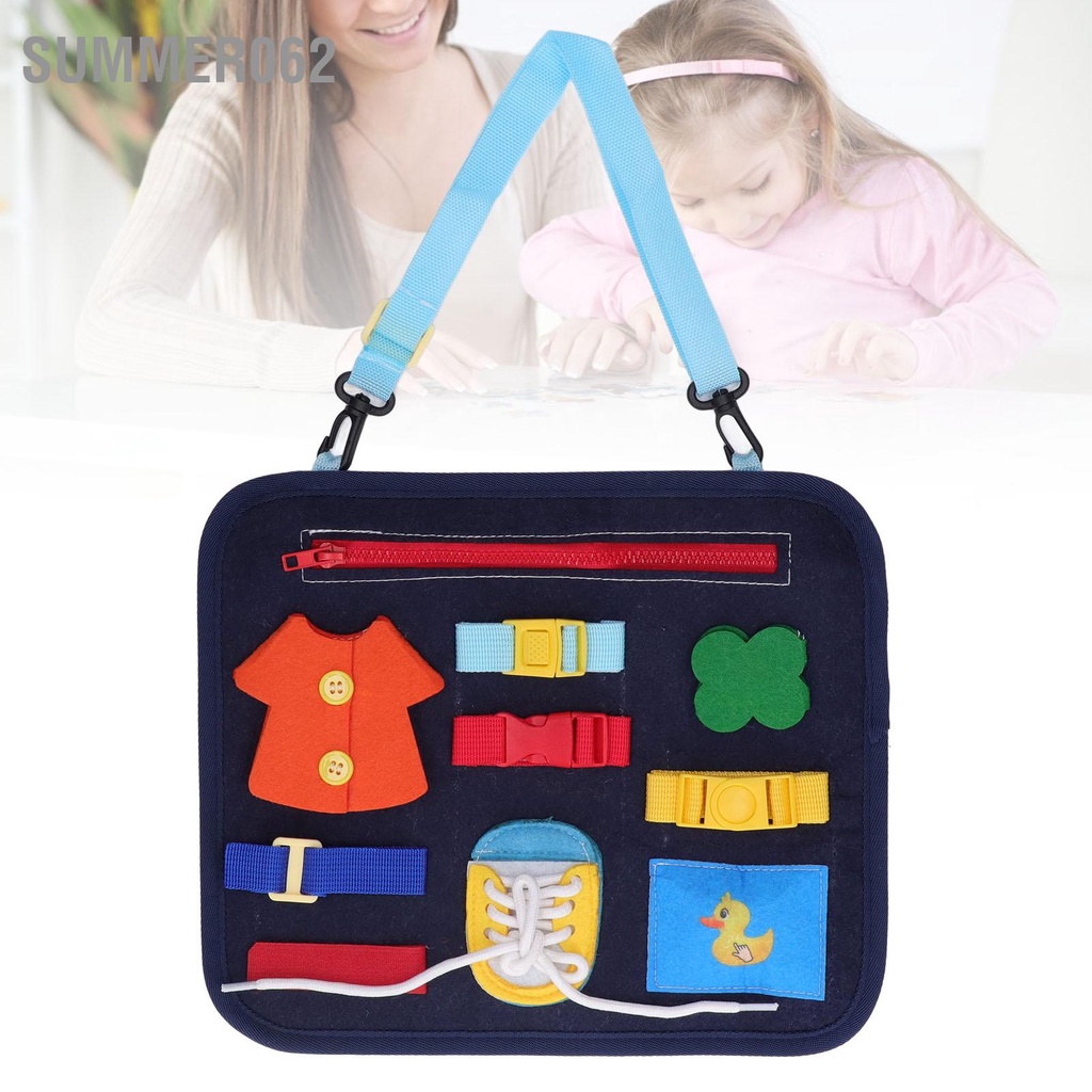 [Hàng Sẵn] Bảng vui chơi dành cho trẻ em Giáo dục sớm Giáo dục Khai sáng Đồ chơi Giáo dục Trẻ em Nút quần áo Túi nỉ【Summer062】