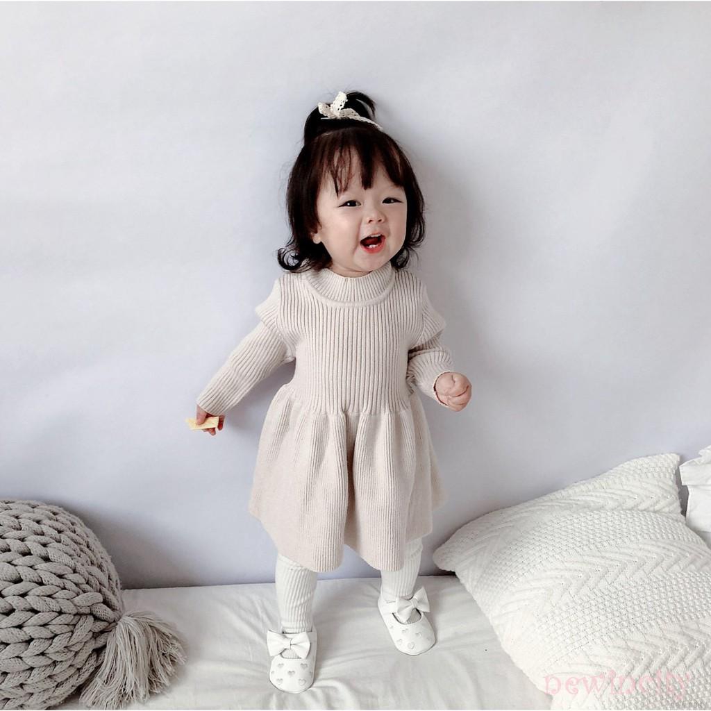 Đầm Tay Dài Màu Trơn Dành Cho Bé Gái