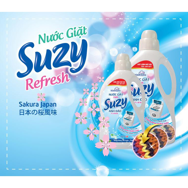 Nước giặt HỮU CƠ SUZY 2,4KG ANH ĐÀO NEW CHỐNG PHAI MÀU, GIỮ MỀM VẢI, chất lượng Nhật Bản | DISHI