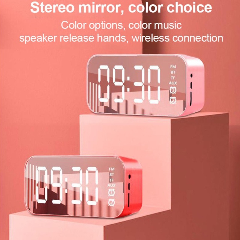 Loa Bluetooth Không Dây Tích Hợp Đồng Hồ Báo Thức Màn Hình LED Hiển Thị Âm Thanh Siêu Trầm