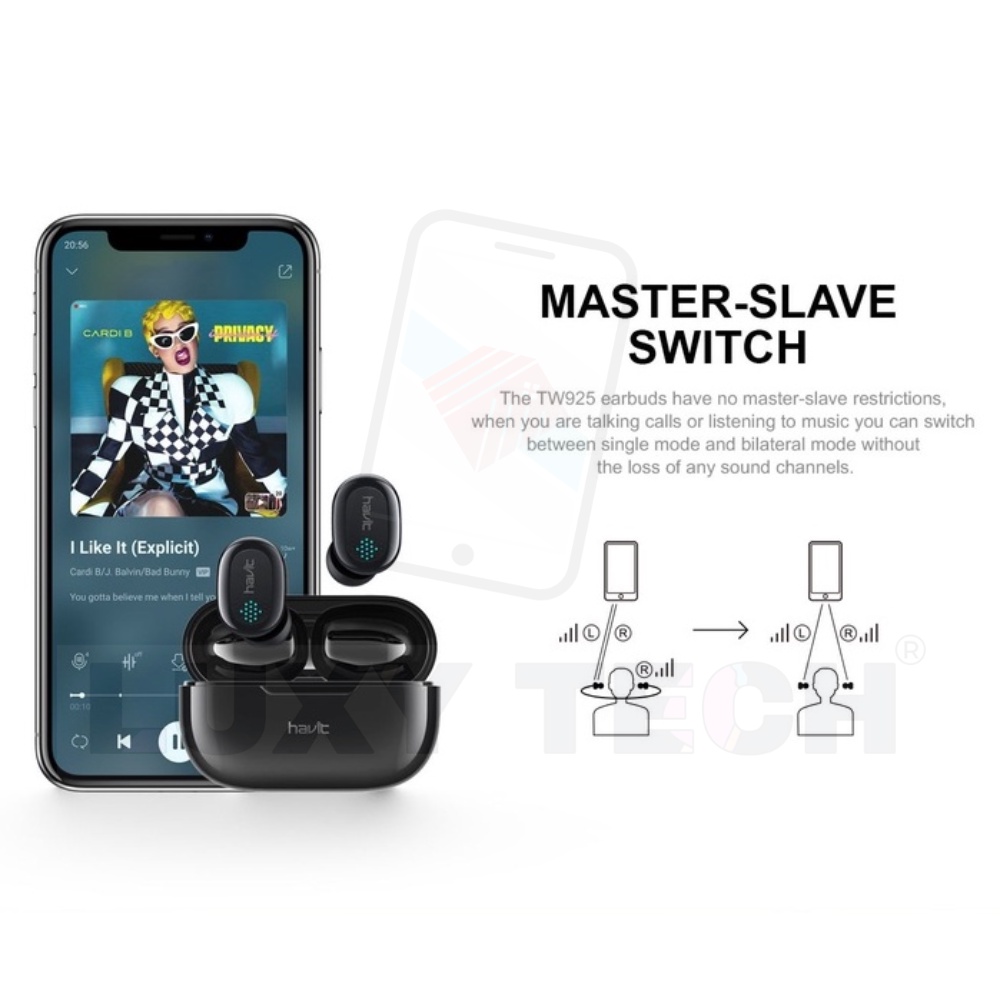 Tai Nghe Bluetooth TWS HAVIT TW925 BT 5.0, Điều Khiển Âm Thanh 1 Chạm - Chính Hãng BH 12 Tháng