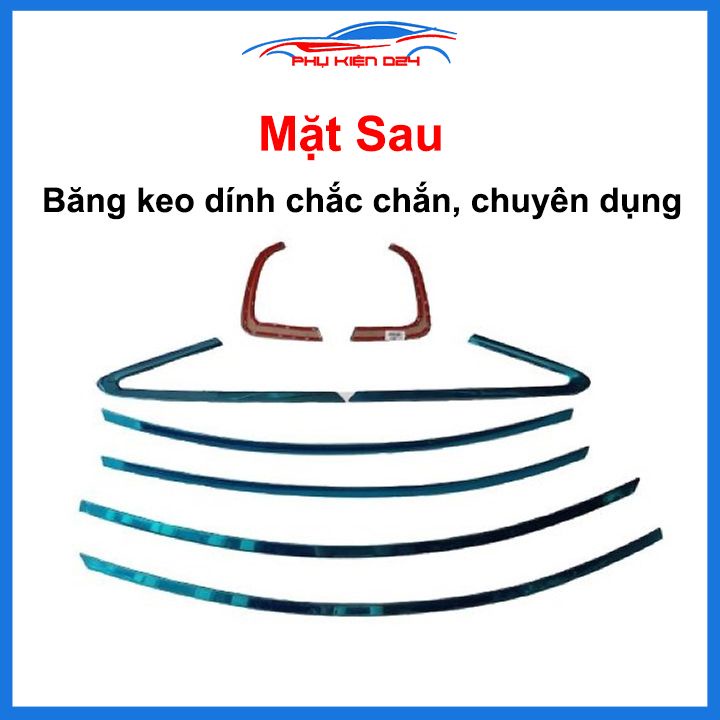 Bộ nẹp viền chân kính cong kính Kia Rio Hatchback Inox sáng bóng chuẩn form xe