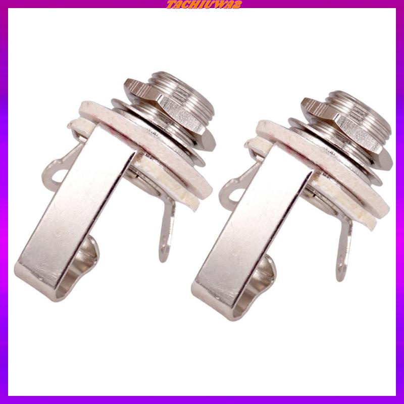 Set 2 Giắc Cắm Đơn 6.35mm 1 / 4 &quot;Bằng Đồng Thau Màu Bạc Cho Đàn Guitar Điện / Bass 6.35mm