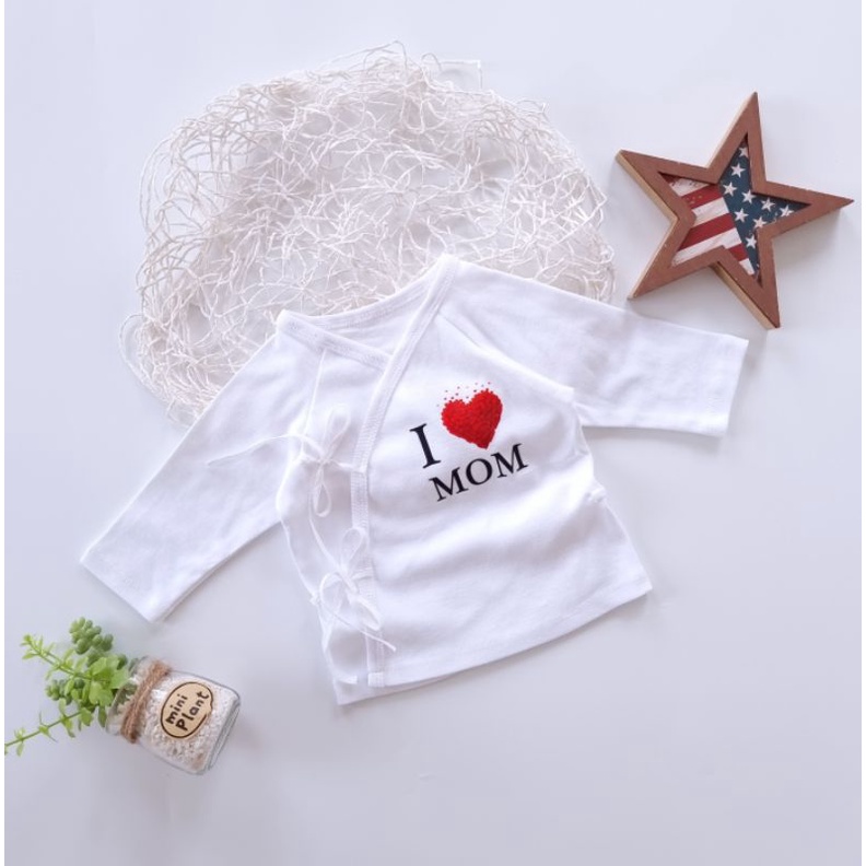 Combo 2 áo sơ sinh cột dây Bunnybaby kèm 2 set phụ kiện mũ vớ tất cho bé sơ sinh.