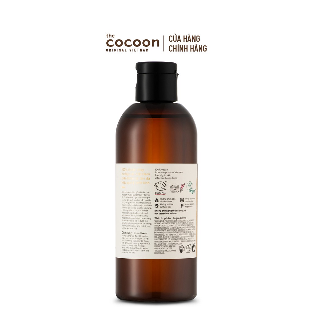 Bigsize - Gel bí đao rửa mặt Cocoon giảm dầu & mụn 310ml