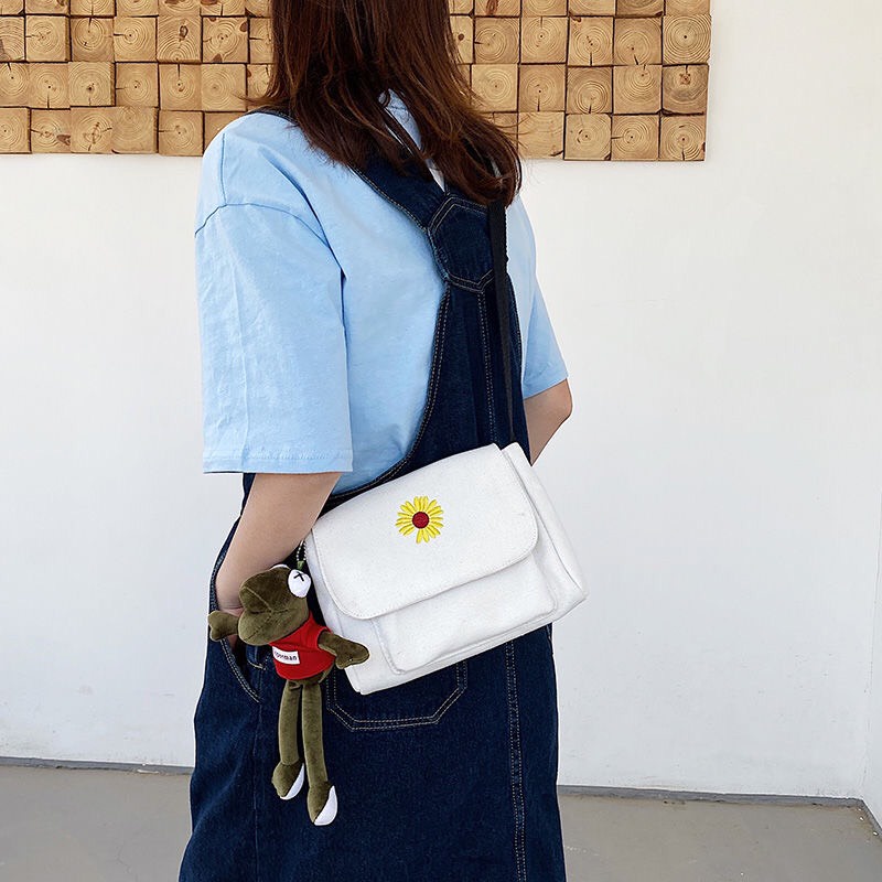 RX005 - Túi canvas thêu bông cúc,  túi vải xinh hàng sẵn giá hạt dẻ