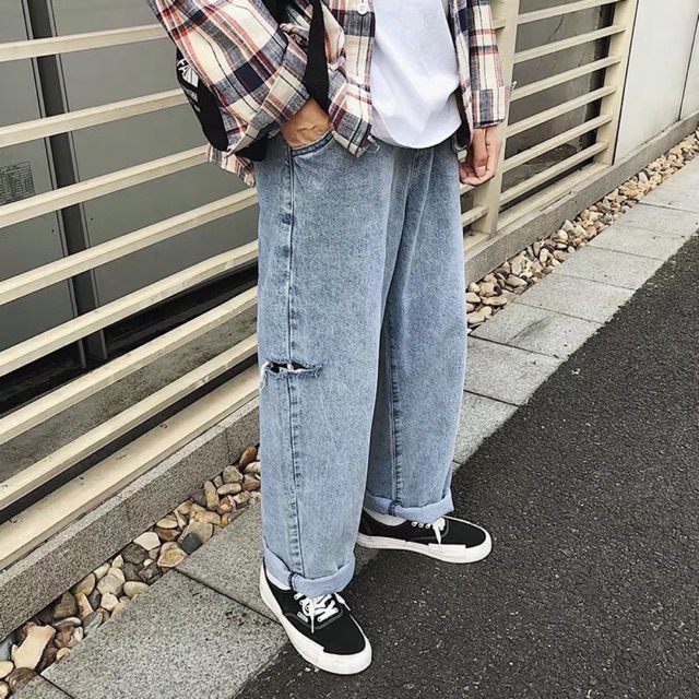 QUẦN BAGGY JEANS ỐNG RỘNG UNISEX NAM NỮ (ảnh chụp thật)