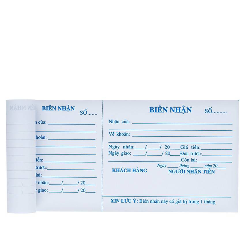 Biên nhận 2 liên, biên nhận 1 liên A5,A6 . Do VPP Hiếu Cường cung cấp