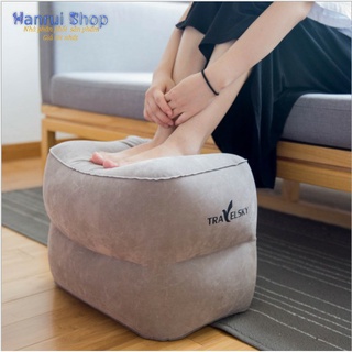Libishop - Gối hơi gác chân 2 tầng tại nhà hoặc du lịch trên máy bay, ô tô (xám)
