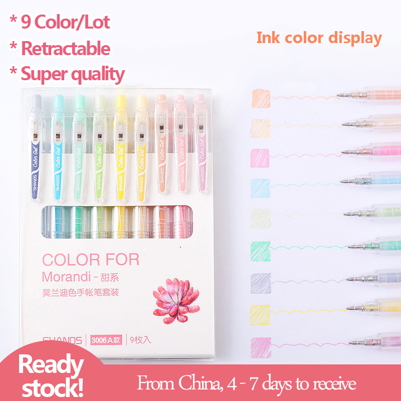 Set 9 bút bi nhiều màu ngòi 0.5 mm tiện dụng