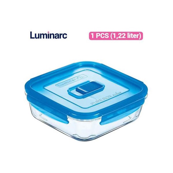 Hộp thủy tinh Luminarc hình vuông 1220ml J4721, hộp đựng thực phẩm, hộp bảo quản thức ăn, dùng được lò vi sóng