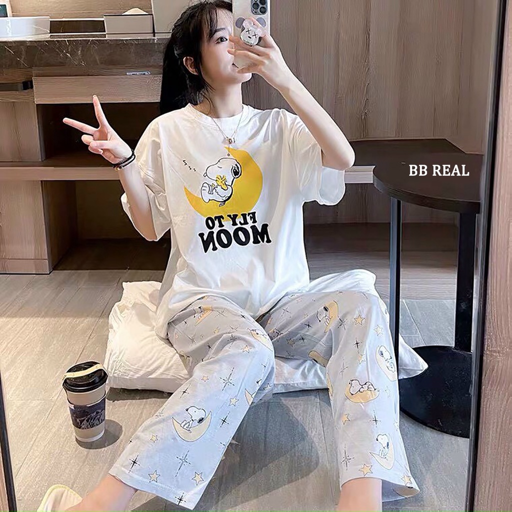 Đồ Bộ Mặc ở Nhà Bộ Đồ Ngủ Nữ Quần Dài Pijama Thun Lạnh Đẹp [CODE 45-48] Freesize Từ 45-55Kg - BB REAL | BigBuy360 - bigbuy360.vn