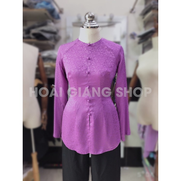 Hàng sẵn, giao hỏa tốc - Bà ba tím nhạt nút bọc quá sang và tôn làn da. Sẵn size S - 4XL.