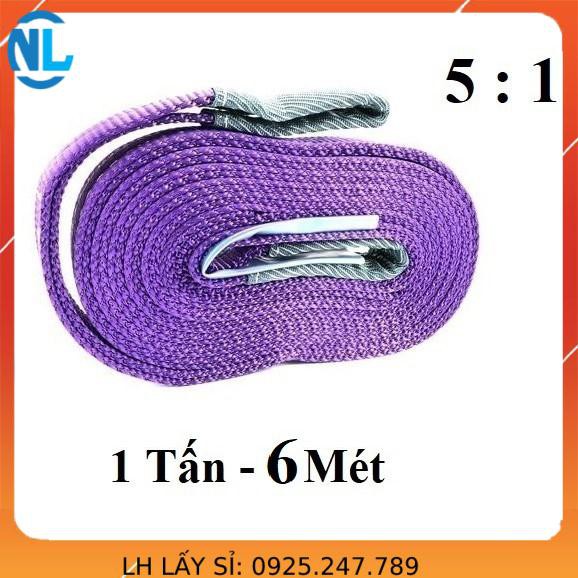 Dây cáp vải cẩu hàng 1 Tấn - bản 25mm - Hệ số 5:1 - 6 Mét cáp thép giá sỉ