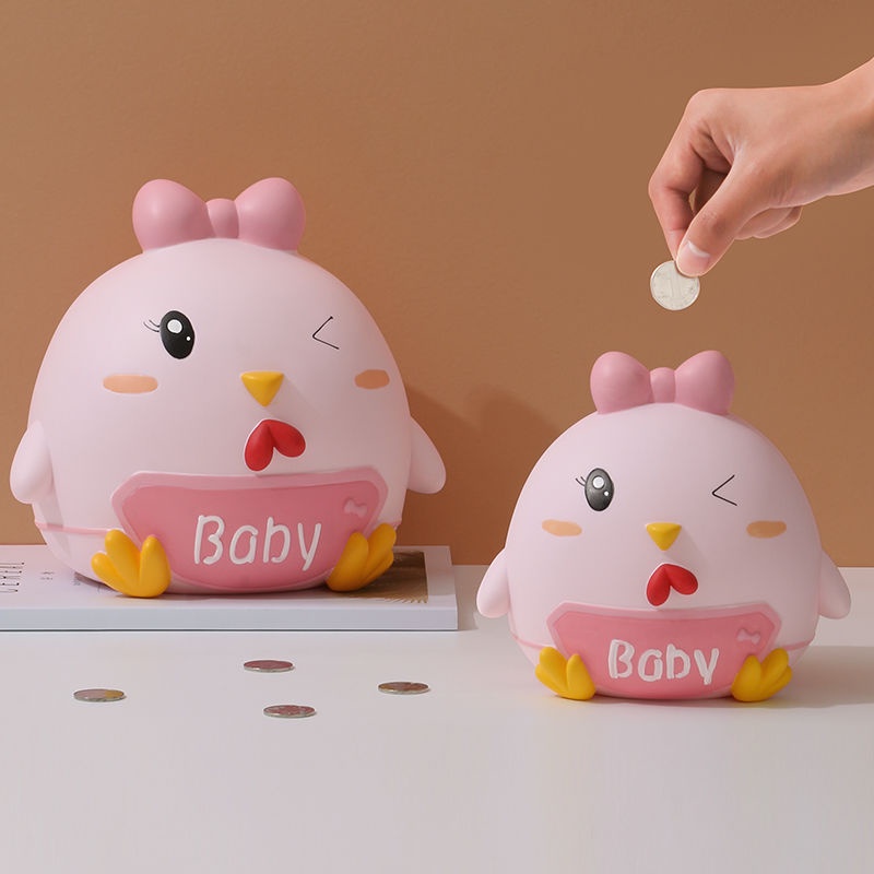 Ống Heo Tiết Kiệm Tiền Hình Gà Con Dung Tích Lớn Không Thể Phá Vỡ Cho Trẻ Em con heo đất Ống Heo Tiết Kiệm Sức Chứa Lớn Hình Chú Gà Dễ Thương Cho Học Sinh