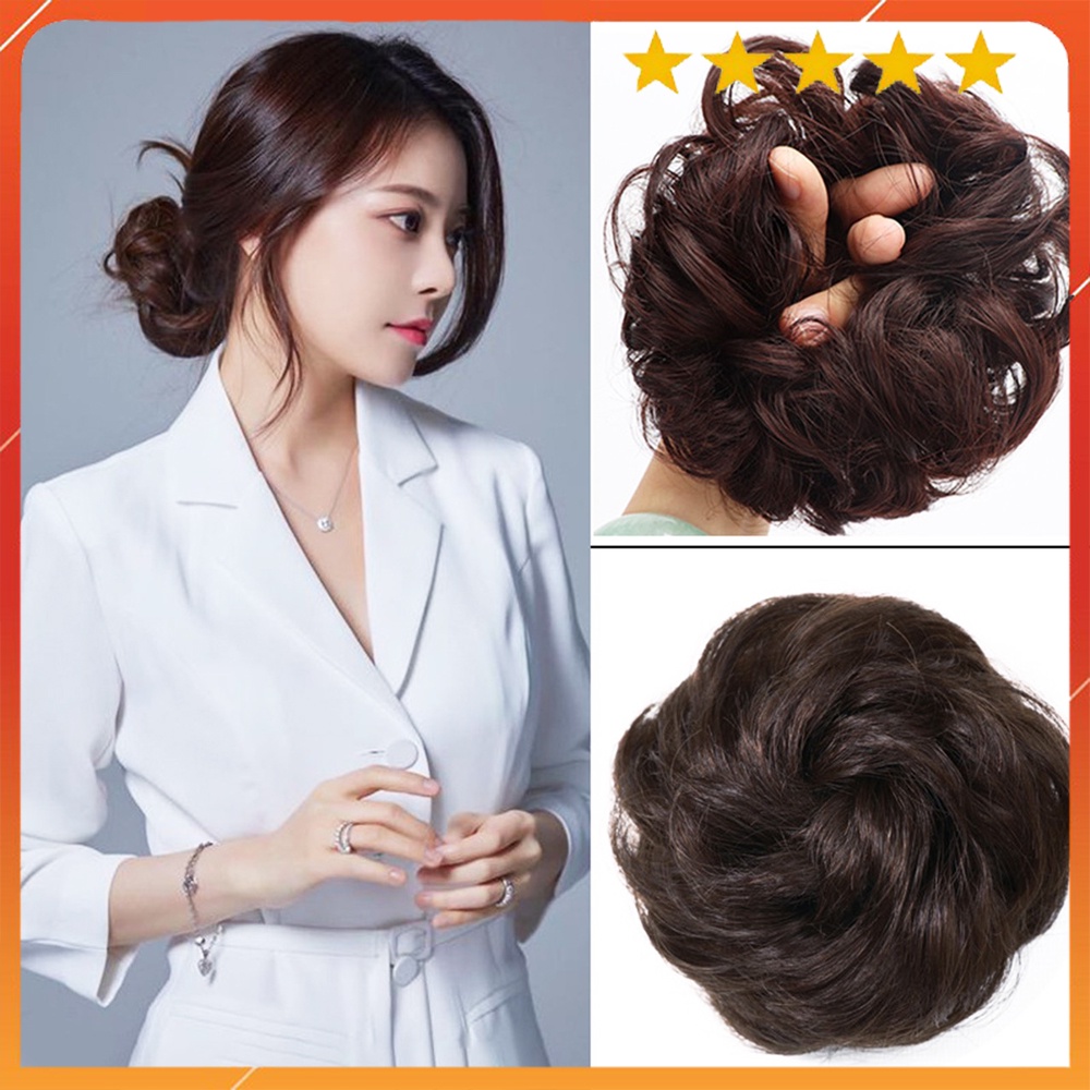 Búi Tóc Giả Cho Nữ - Búi Cột Xoăn Hoa Mai