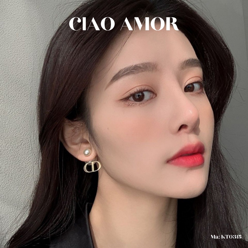 Khuyên tai nữ, Bông tai nữ sang trọng đi tiệc ngọc trước sau CD Trang sức Ciao Amor - KT0315