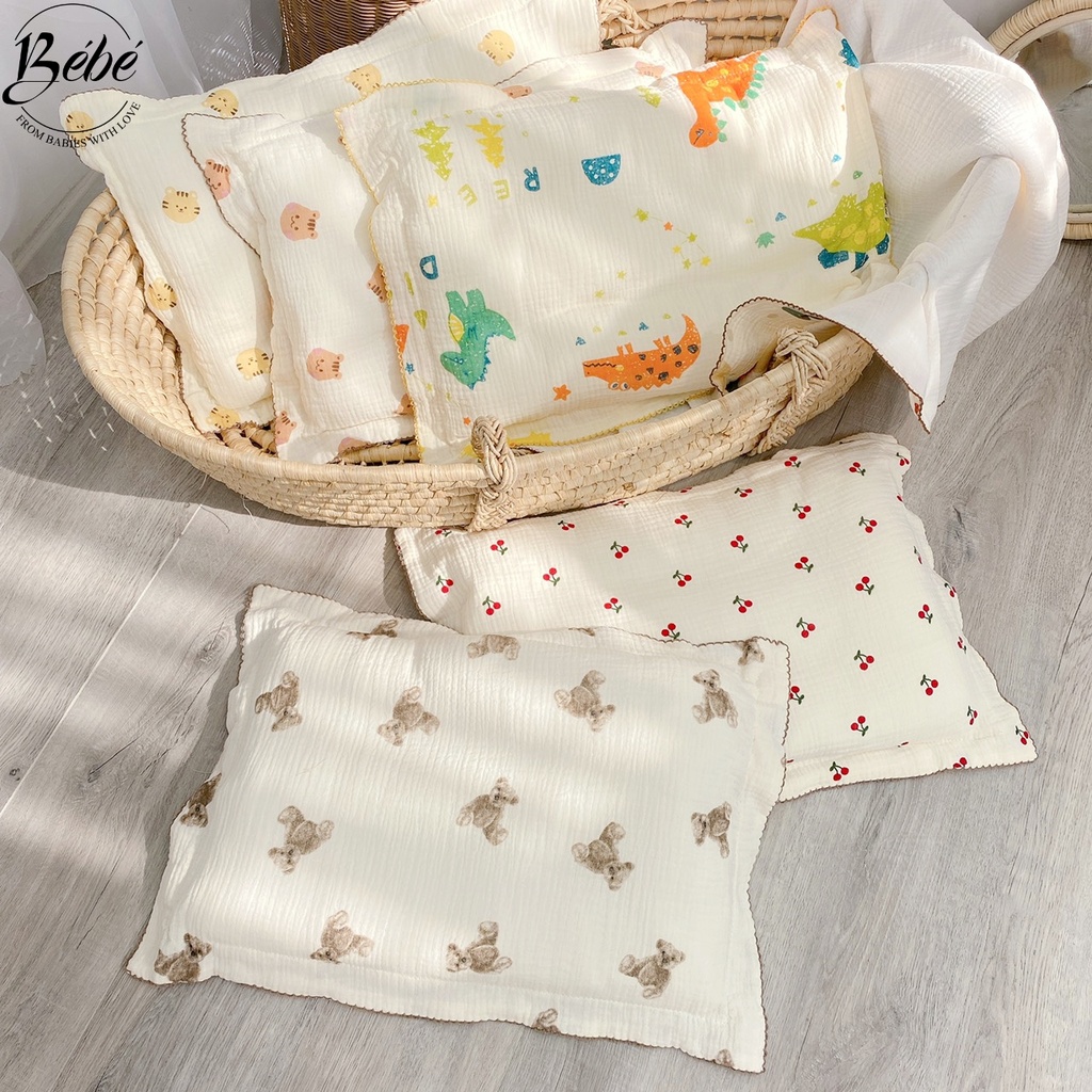 Gối Bông BéBé Chất Xô Muslin Thoáng Mát Cho Bé Trên 6 Tháng