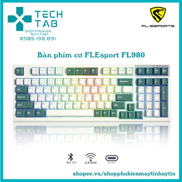 [HÀNG CHÍNH HÃNG] Bàn phím cơ FL Esports FL980 không dây 3 mode kết nối Type C/USB 2.4Ghz/Bluetooth - Kailh Box switch