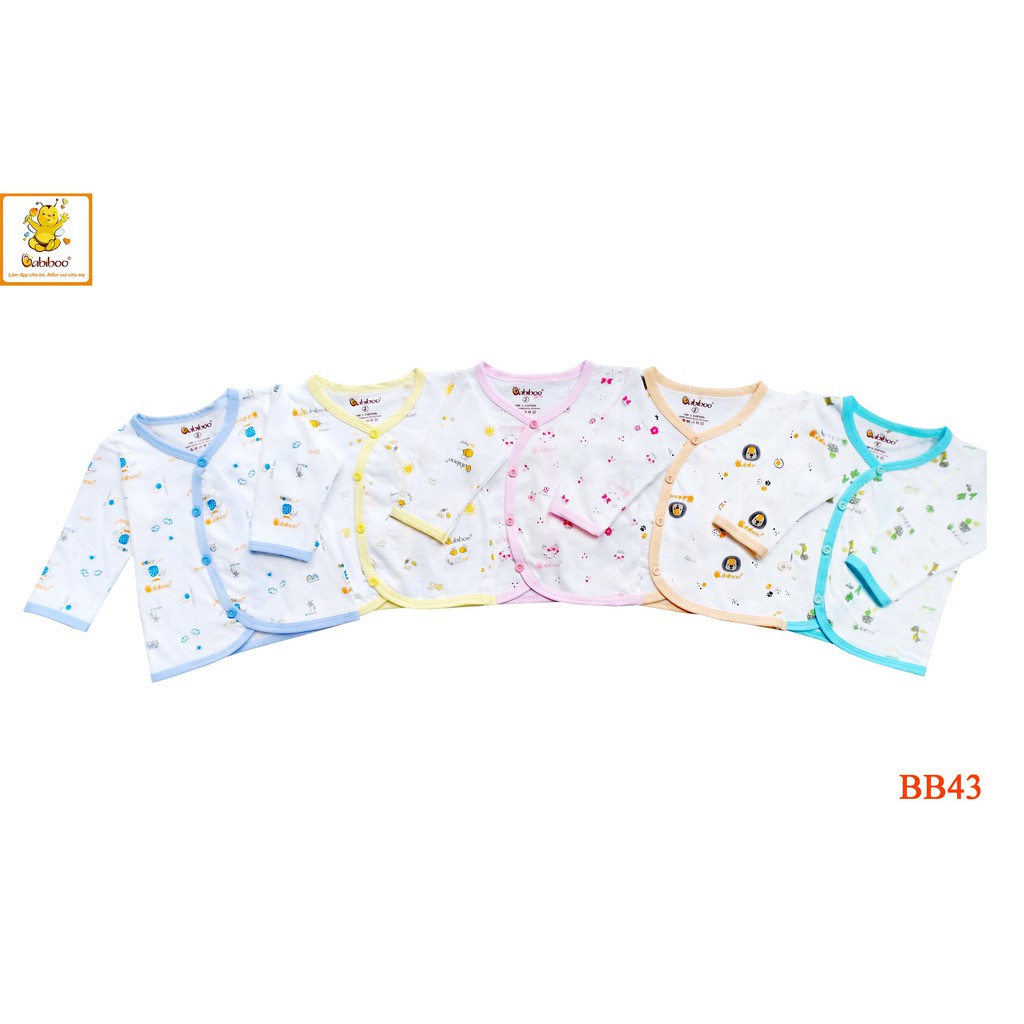 Combo 5 áo dài tay Babiboo họa tiết dễ thương cho bé sơ sinh