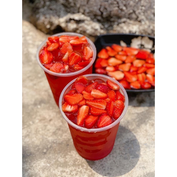 CỐT Trà Dâu Tây Tươi Nước Cốt Dâu Chai 1 Lít Nguyên Chất pha được nhiều