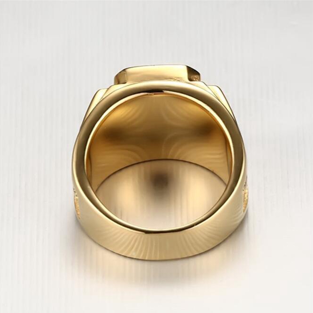 Nhẫn thép titan mạ vàng bạc hình rồng đính đá xanh lá thời trang dành cho nam