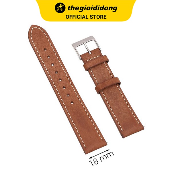 Dây da đồng hồ 18 mm nâu bò L018-04-18