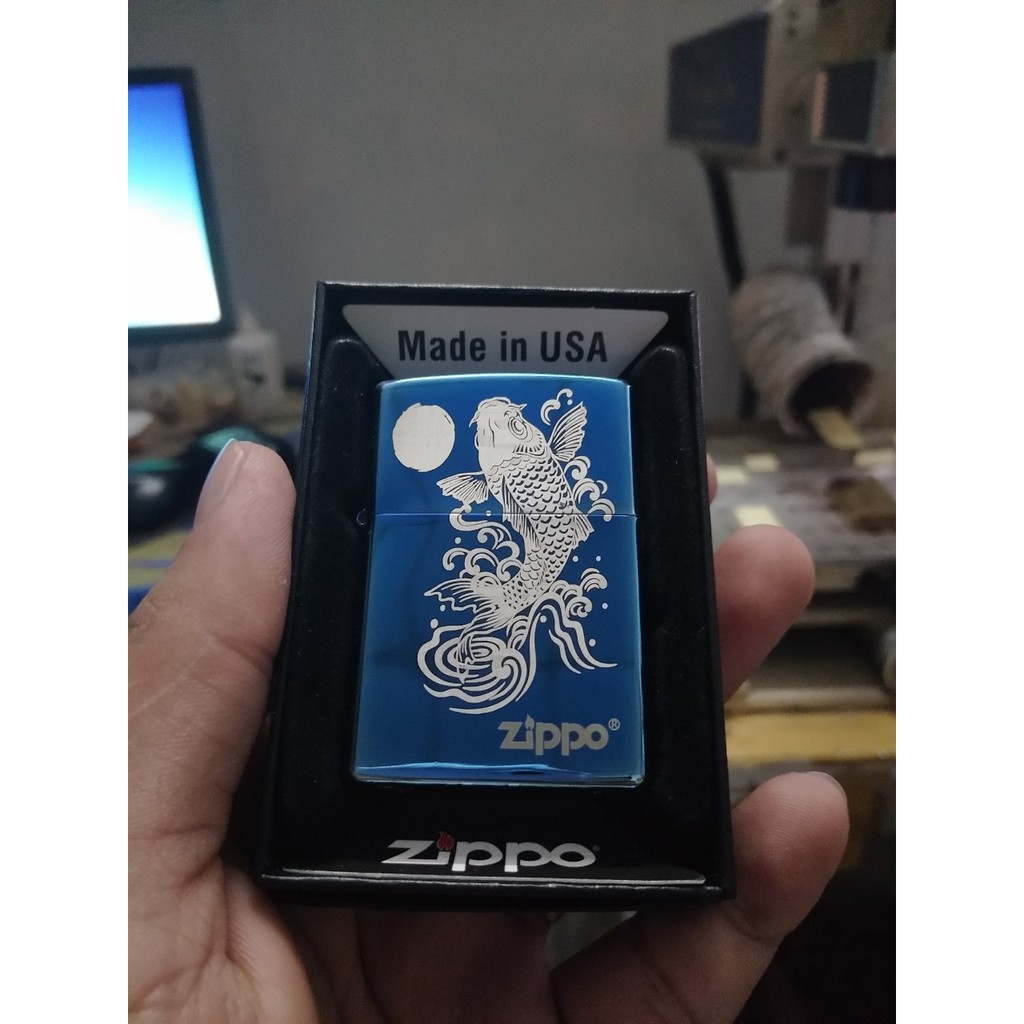 Vỏ Zippo USA Khắc Laser Chủ Đề Cá Chép Hoá Vũ Môn