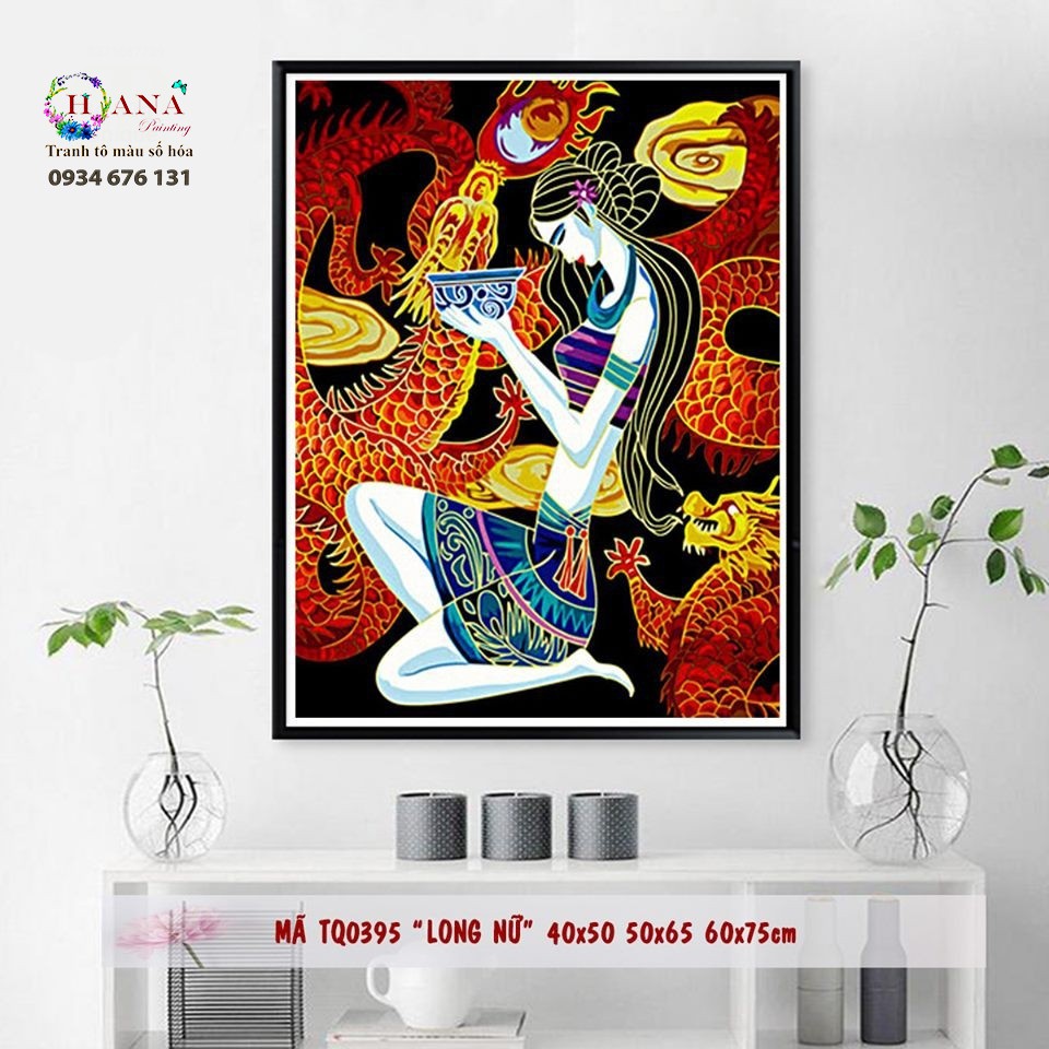 [ THANH LÝ 89K ] Tranh sơn dầu số hóa - Tiểu long nữ  - Có Khung kích thước 40*50cm - 184