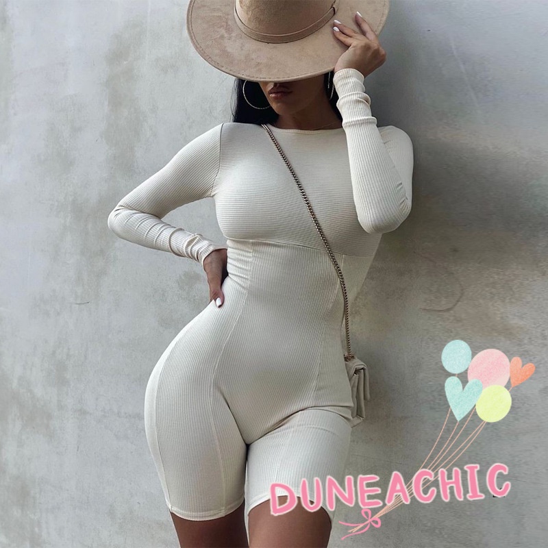 DUNEA Jumpsuit Dệt Kim Tay Dài Màu Trơn Thiết Kế Đơn Giản Cho Phái Nữ | BigBuy360 - bigbuy360.vn