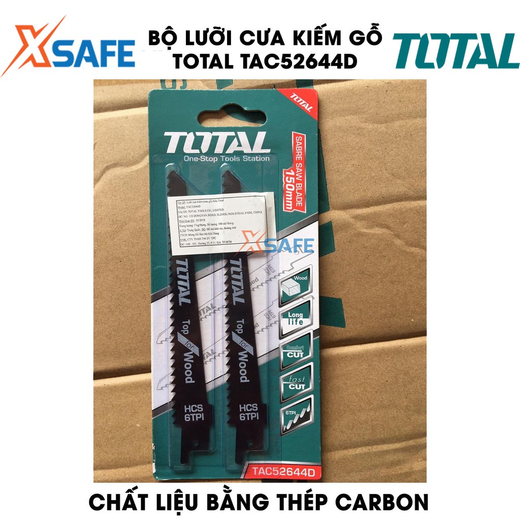 Bộ lưỡi cưa kiếm gỗ TOTAL TAC52644D Lưỡi cưa kiếm Total chất liệu thép carbon, mỗi inch 6 răng cưa, cắt nhanh gỗ, nhựa