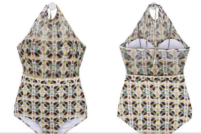 Bikini liền họa tiết vintage, bikini phong cách retro có ảnh thật