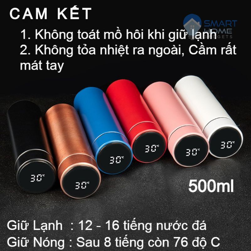 Bình Giữ Nhiệt 500ml Nắp Cảm Ứng và Hiển Thị Nhiệt Độ Bằng Inox 304 Cao cấp | BigBuy360 - bigbuy360.vn