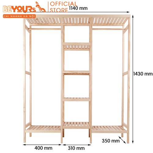 Tủ Treo Quần Áo Gỗ BEYOURs - Triple Hanger Size Khổng Lồ Lắp Ráp Dễ Dàng - Nội Thất Phòng Ngủ