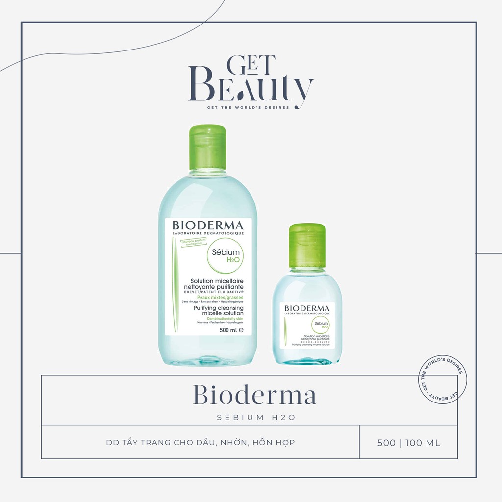 XANH | DUNG DỊCH LÀM SẠCH VÀ TẨY TRANG CÔNG NGHỆ MICELLAR BIODERMA SEBIUM H2O - 100ML | 500ML