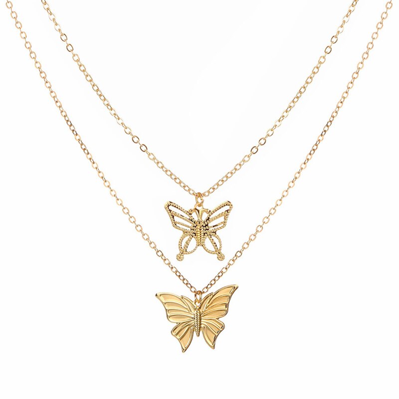 Vòng Cổ Choker Nhiều Lớp Mặt Hình Bướm Thời Trang Cho Nữ