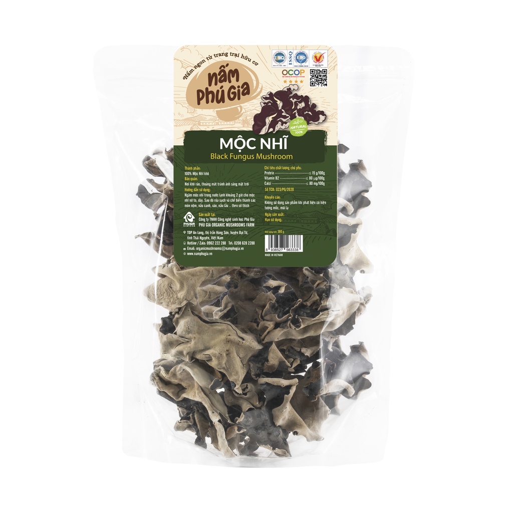 Mộc Nhĩ Khô Cao Cấp Nguyên Miếng Gói 300g/ 500g - Nấm Phú Gia