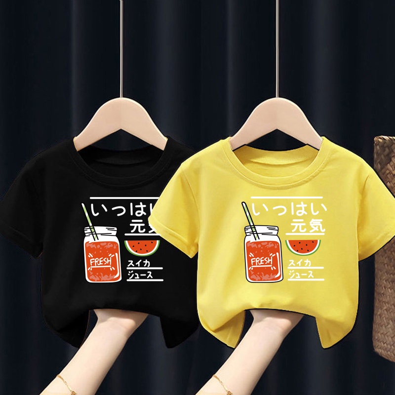 NRVP Áo thun trơn tay ngắn cổ tròn in họa tiết hoạt hình thời trang cho bé 3-11 tuổi