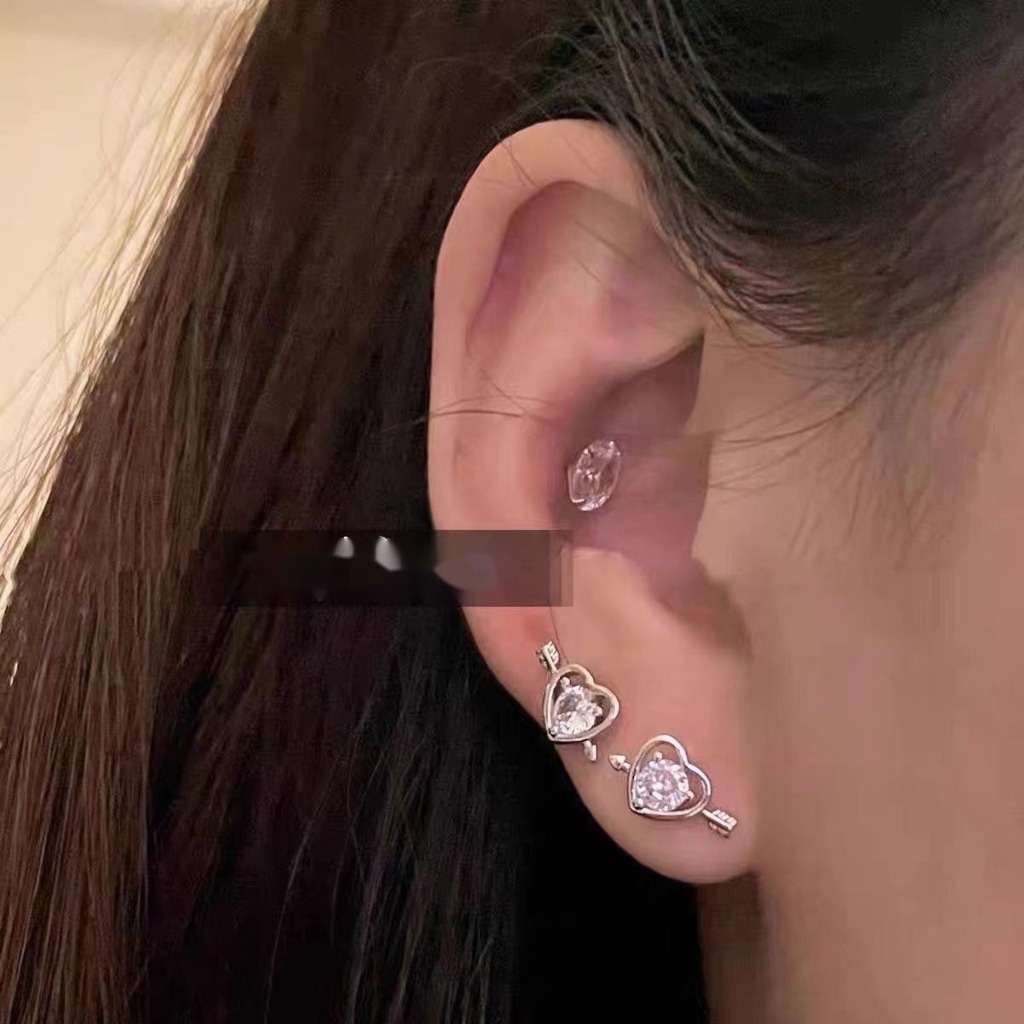 Khuyên Tai Hình Trái Tim Dát Đá zircon Phiên Bản Hàng Ngày Sang Trọng Nhẹ Nhàng Dễ Phối Đồ