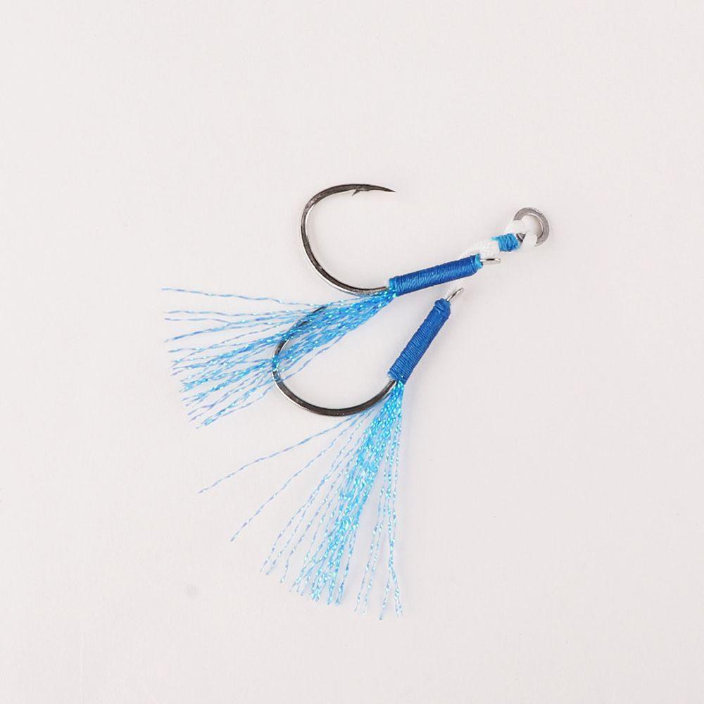 Bộ 5 Cặp Móc Câu Cá Hình Cá Đính Lông Vũ Màu Xanh Dương