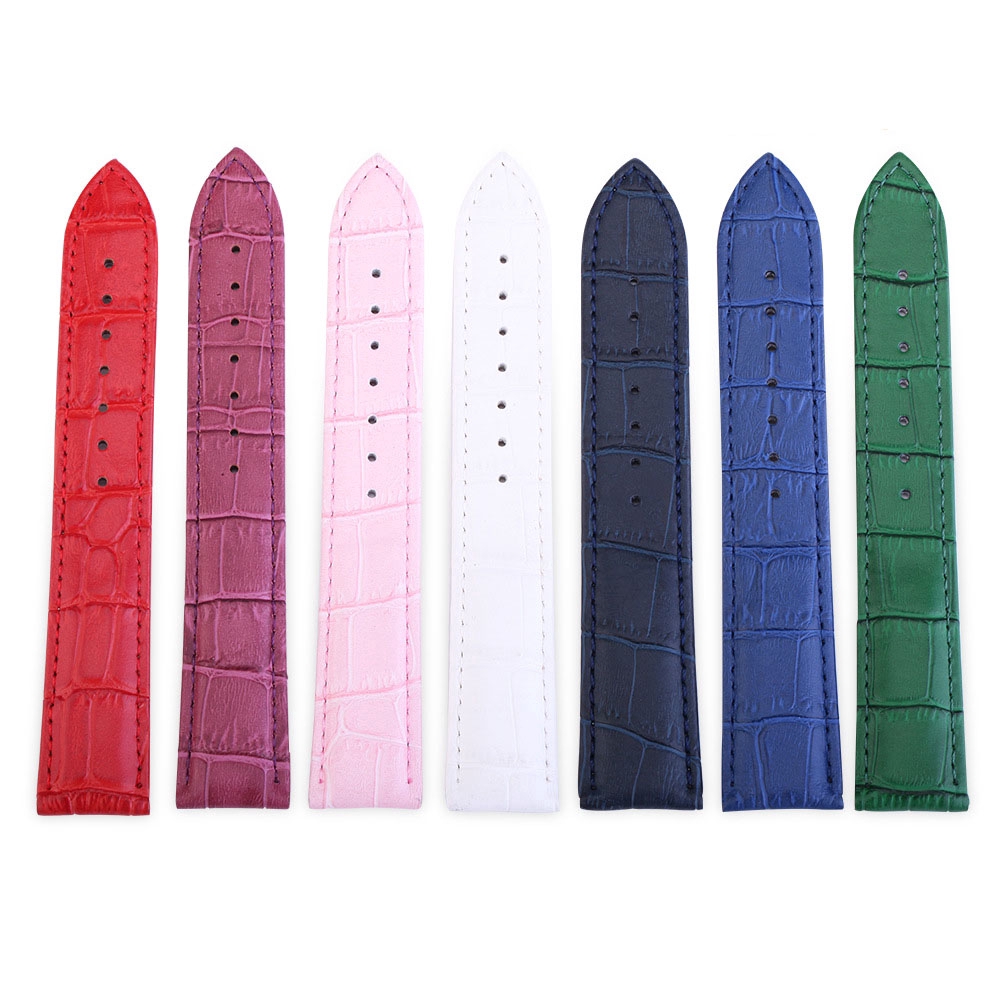 Dây đeo đồng hồ bằng da bò họa tiết da cá sấu 12 14 16 18 19 20 22 24 mm