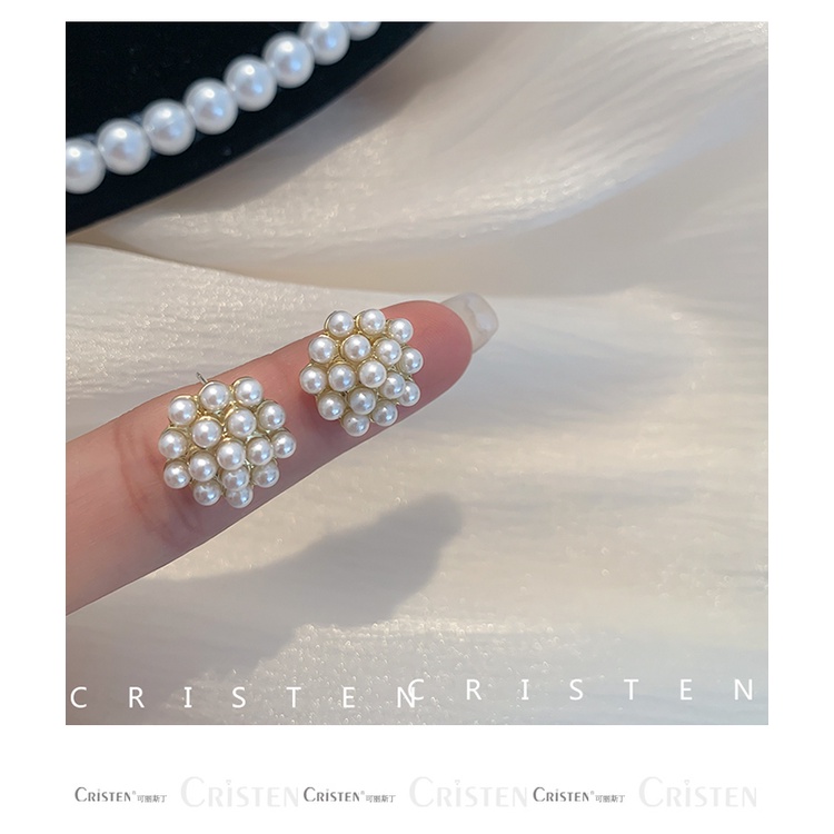 Bông tai chốt xỏ bạc 925 đính ngọc trai xinh xắn hợp thời trang